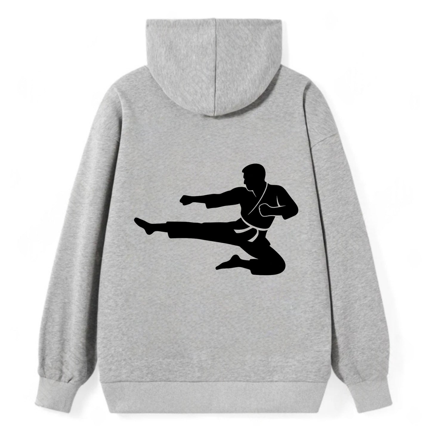 Martial artist flying kick - Classic Pullover Hoodie - Grey
