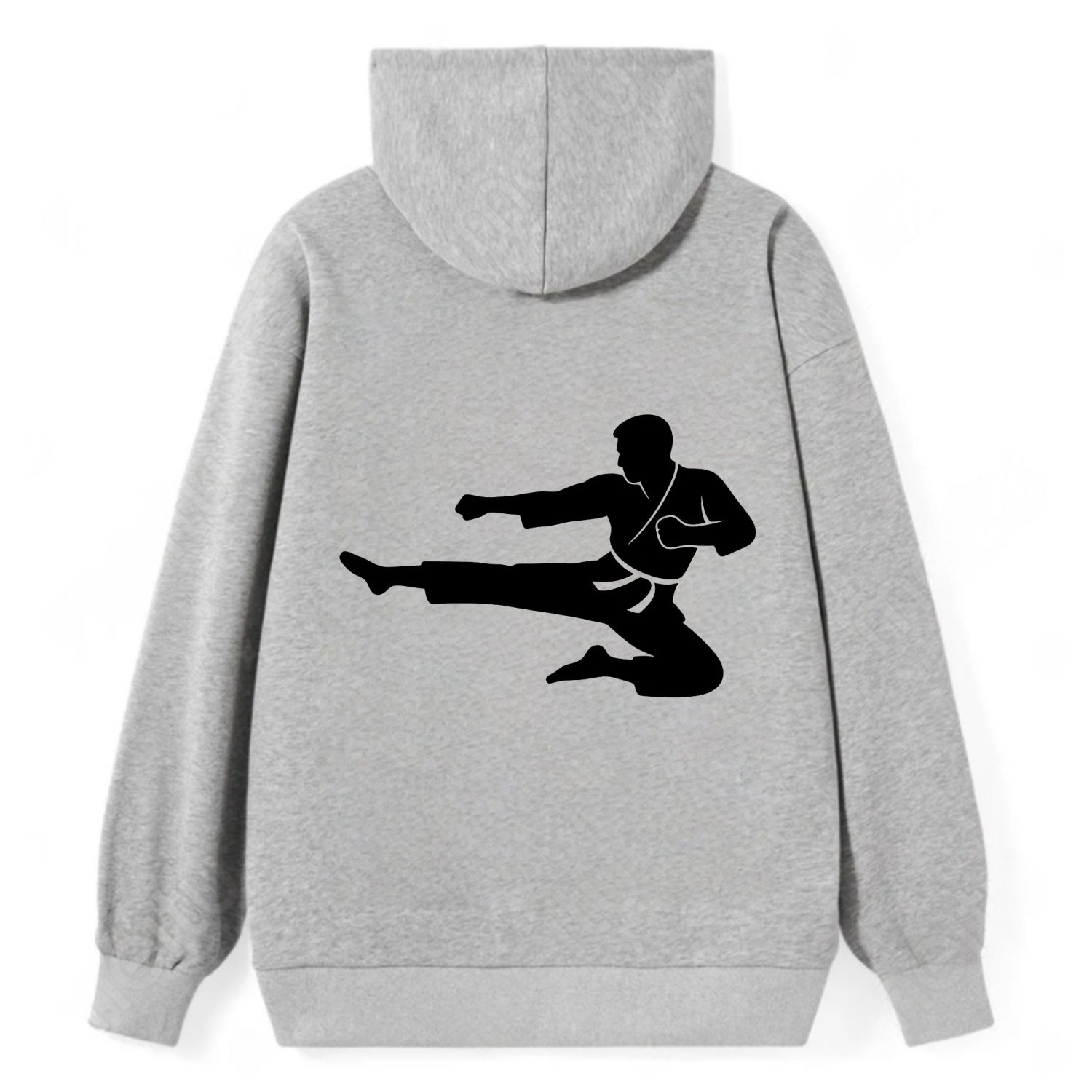 Martial artist flying kick - Classic Pullover Hoodie - Grey