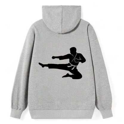 Martial artist flying kick - Classic Pullover Hoodie - Grey