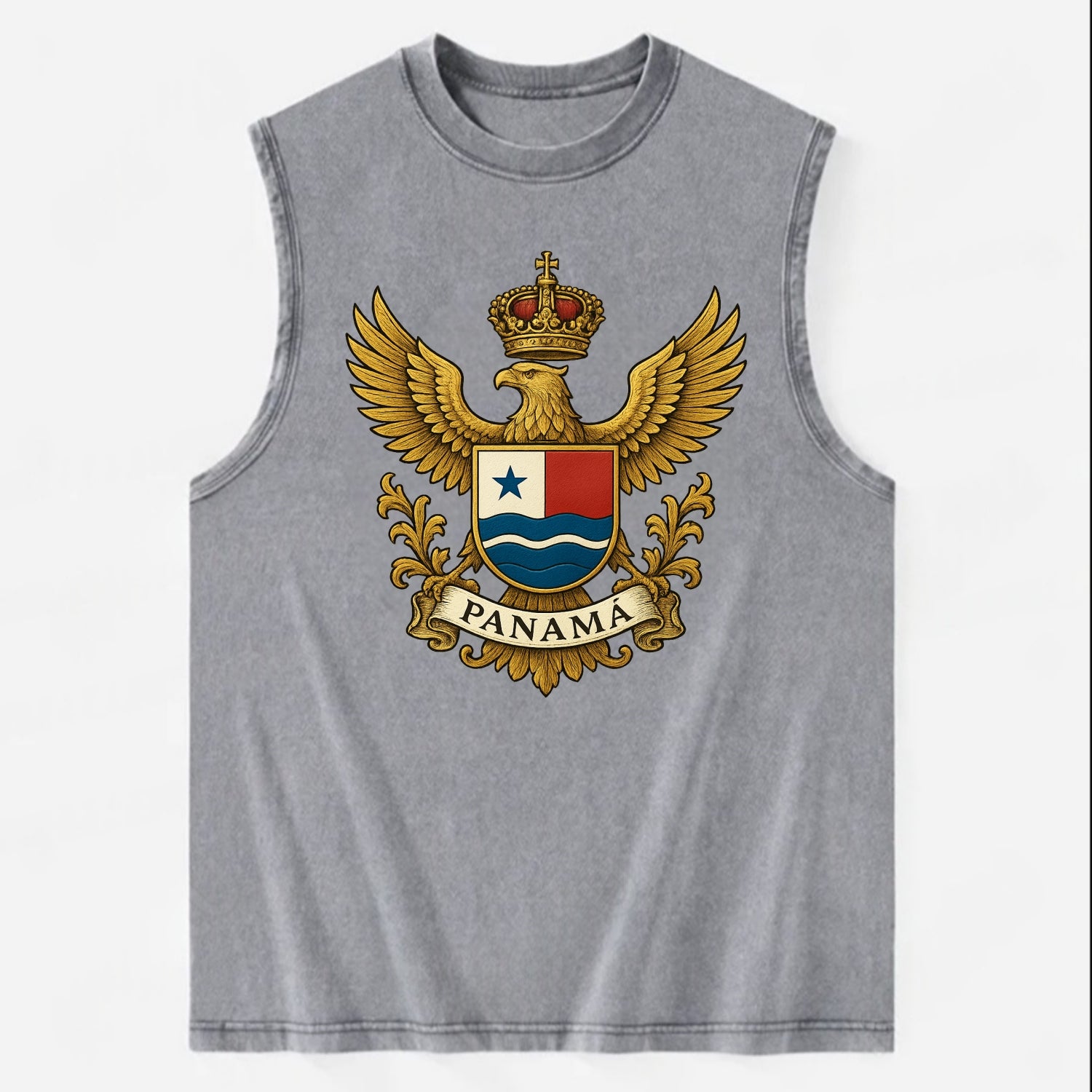 Panama Heritage Badge  - Vintage Washed Tank - Grey