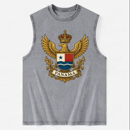 Panama Heritage Badge  - Vintage Washed Tank - Grey