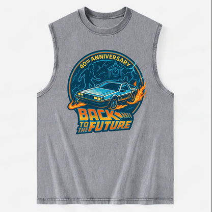 Back To The Future 40th Anniversary - Vintage Washed Tank - Grey