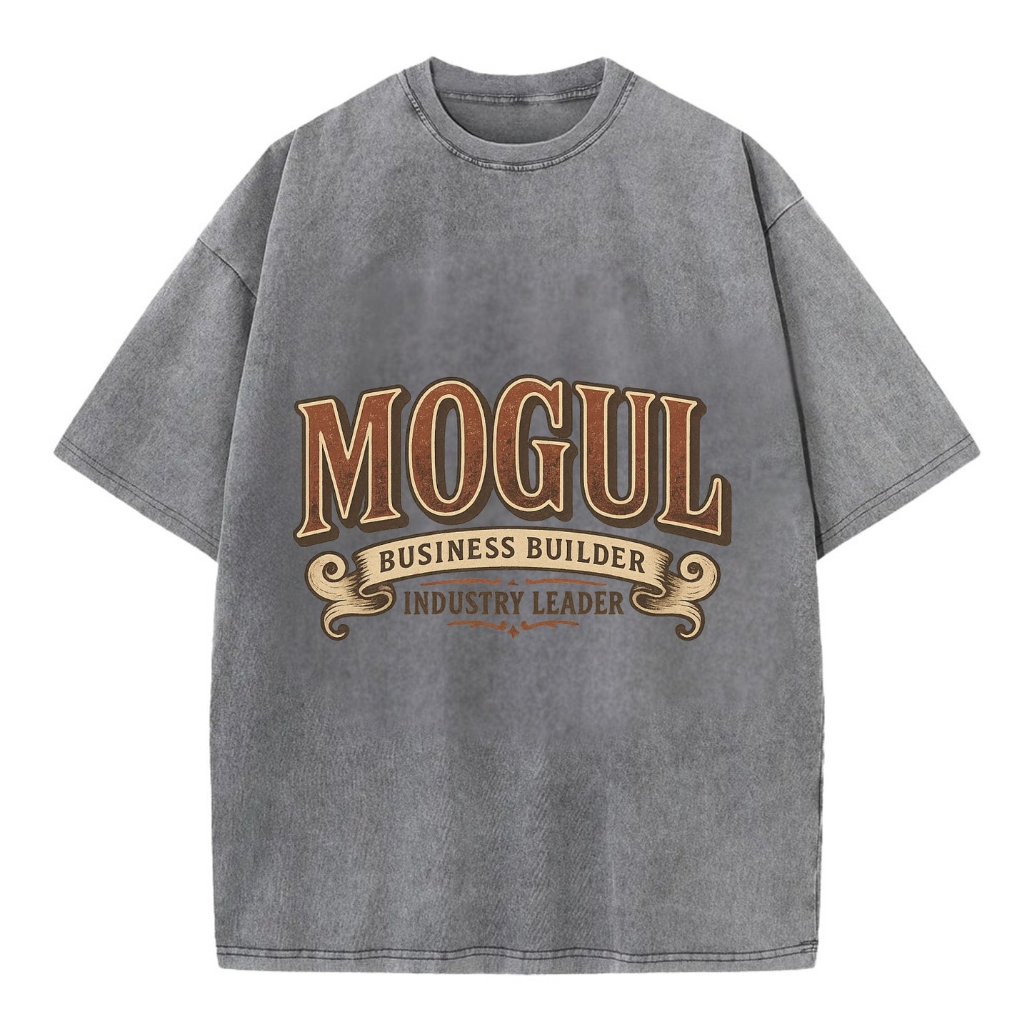 Bold typography design - "MOGUL" - business builder, industry leader - Vintage T-shirt - Grey