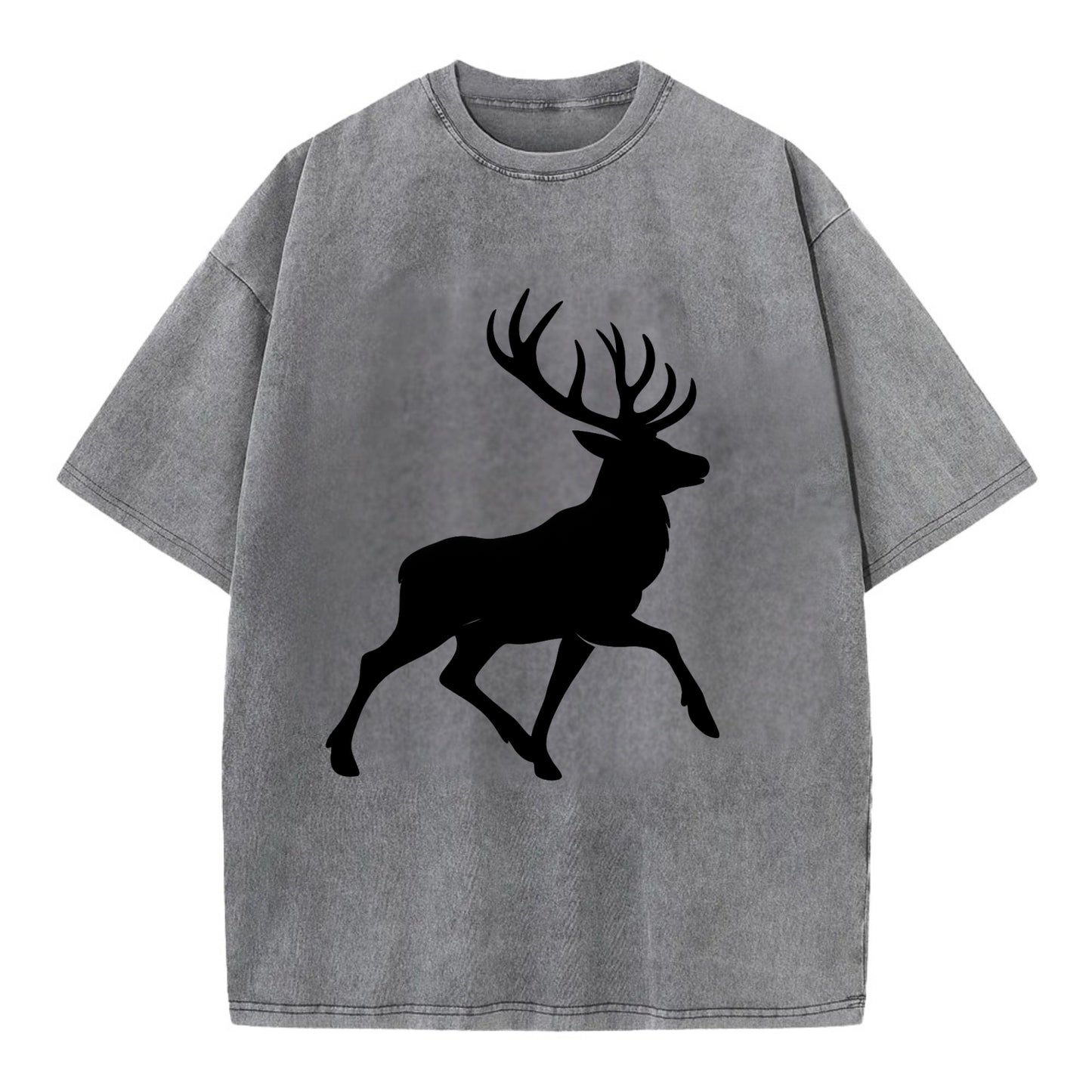 Deer with majestic antlers - Vintage T-shirt - Grey
