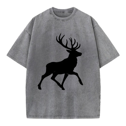 Deer with majestic antlers - Vintage T-shirt - Grey