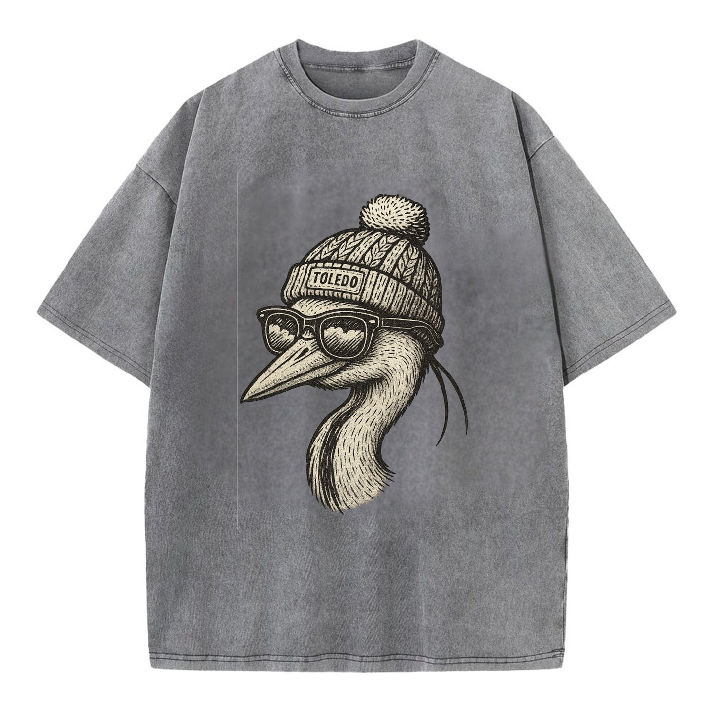 Toledo Great Blue Heron wearing Toledo b - Vintage T-shirt - Grey