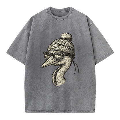 Toledo Great Blue Heron wearing Toledo b - Vintage T-shirt - Grey