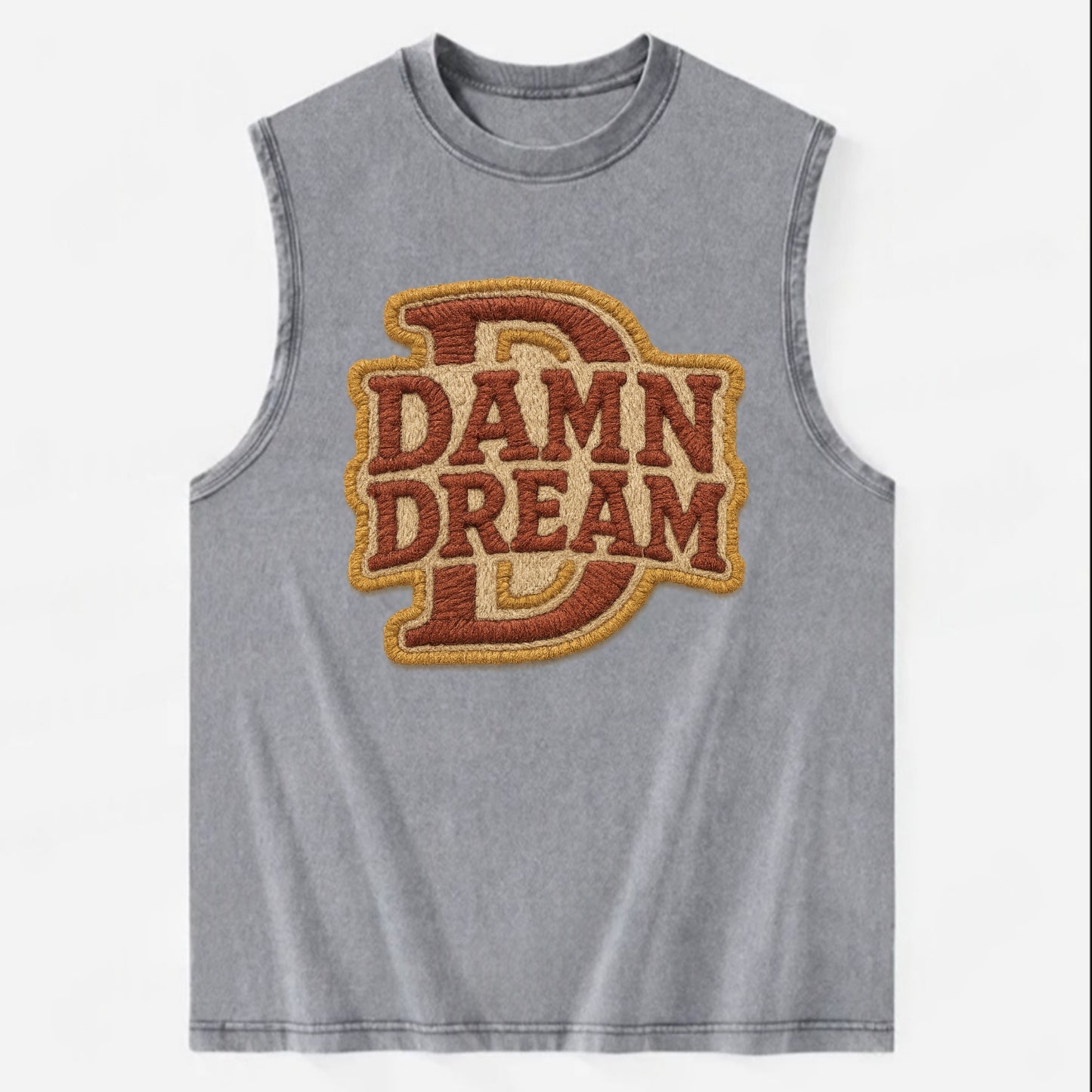 DAMN;DREAM BIG Motivational White Cap - Vintage Washed Tank - Grey