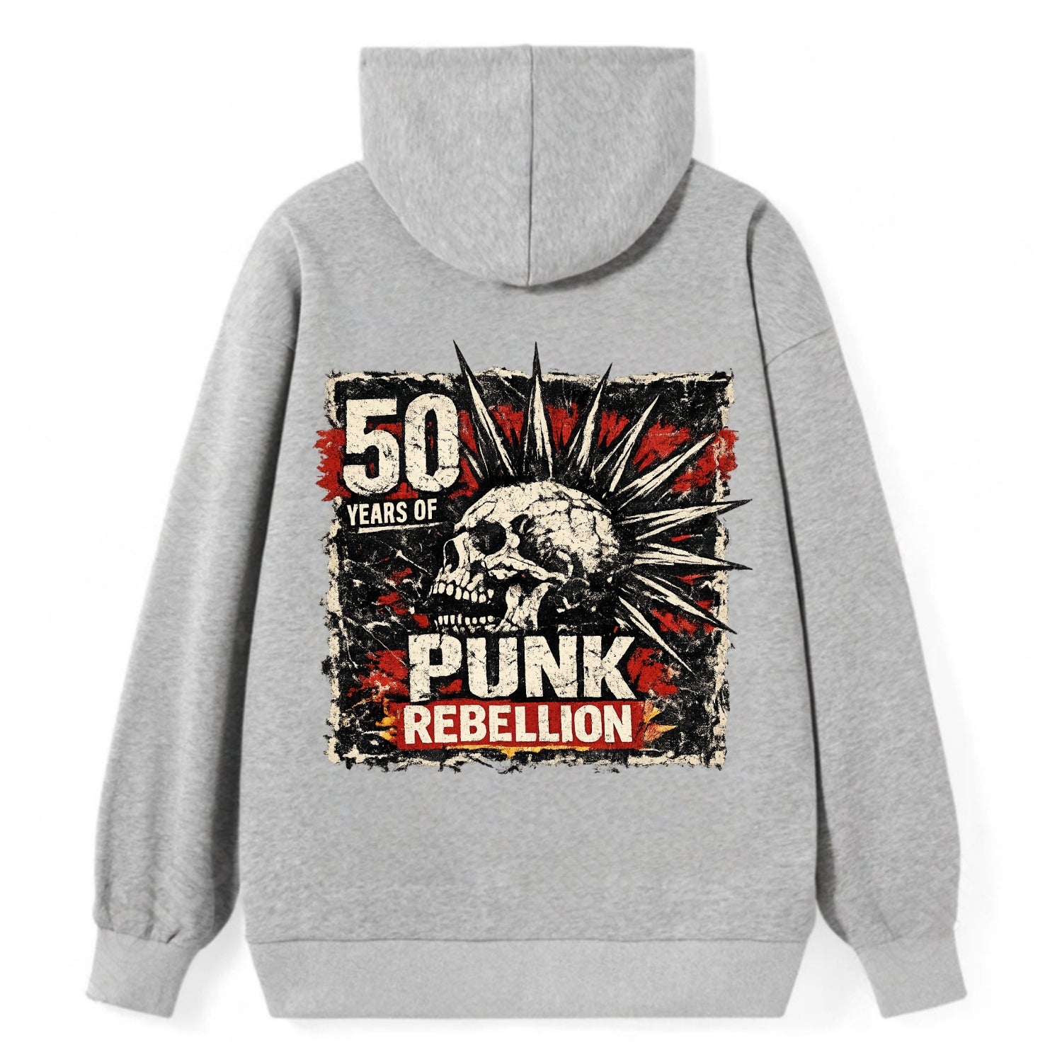 MOHAWK RISING | Spiked hair silhouette | Liberty spikes | Punk identity | - Classic Pullover Hoodie - Grey