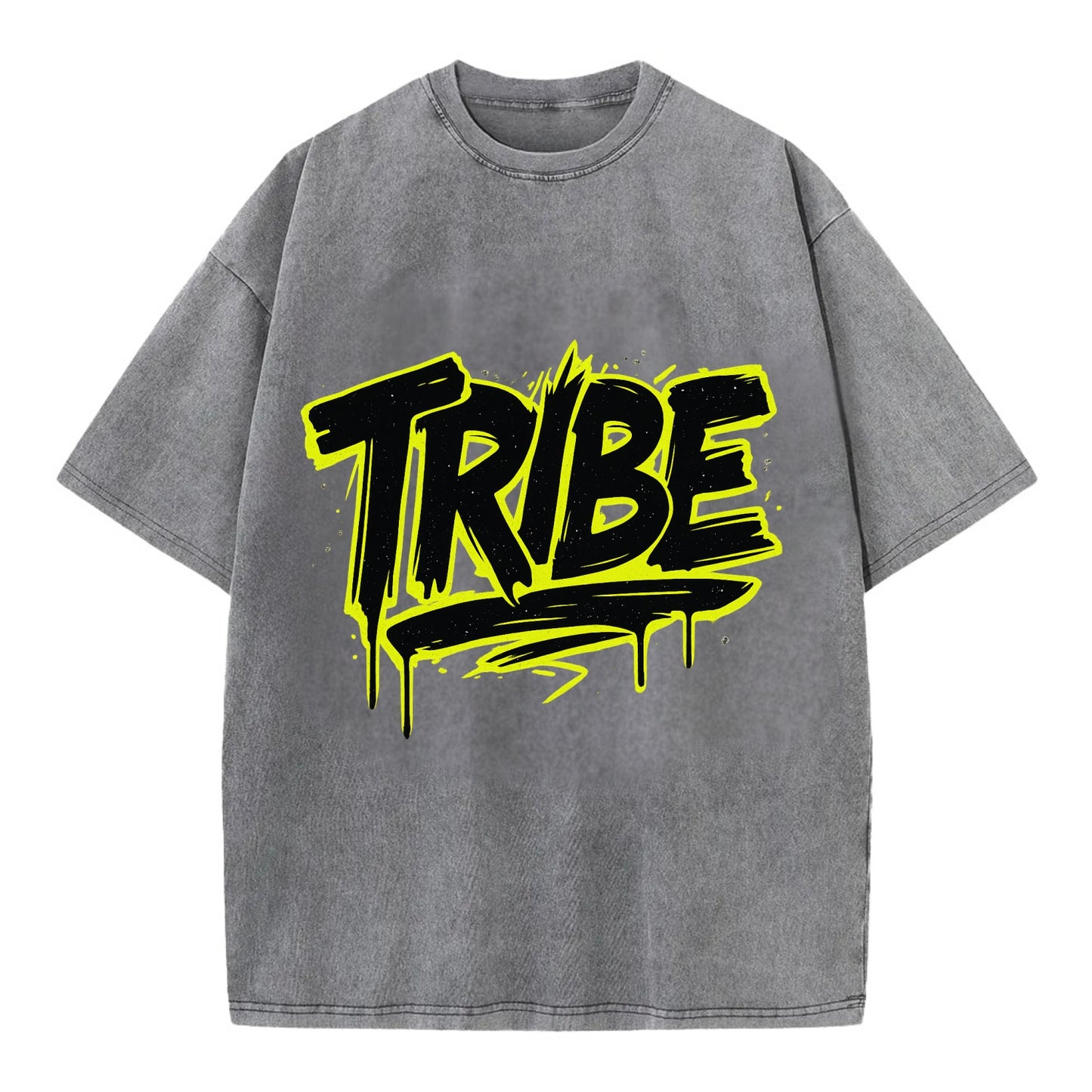 Bold typography design - "TRIBE" - your community, your group - Vintage T-shirt - Grey