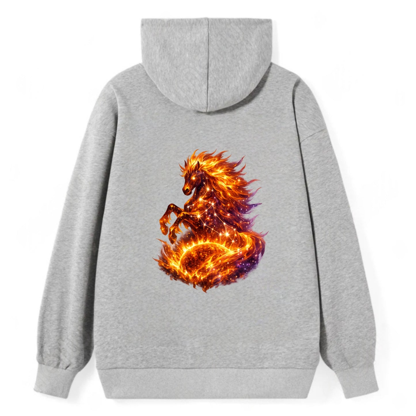 SOLAR FLARE | Horse emerging from the sun | Solar corona mane | Star - Classic Pullover Hoodie - Grey