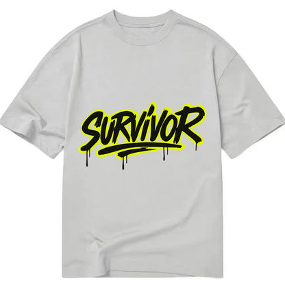 Bold typography design - "SURVIVOR" - overcomer, still standing, made it through - Classic T-shirt - Grey