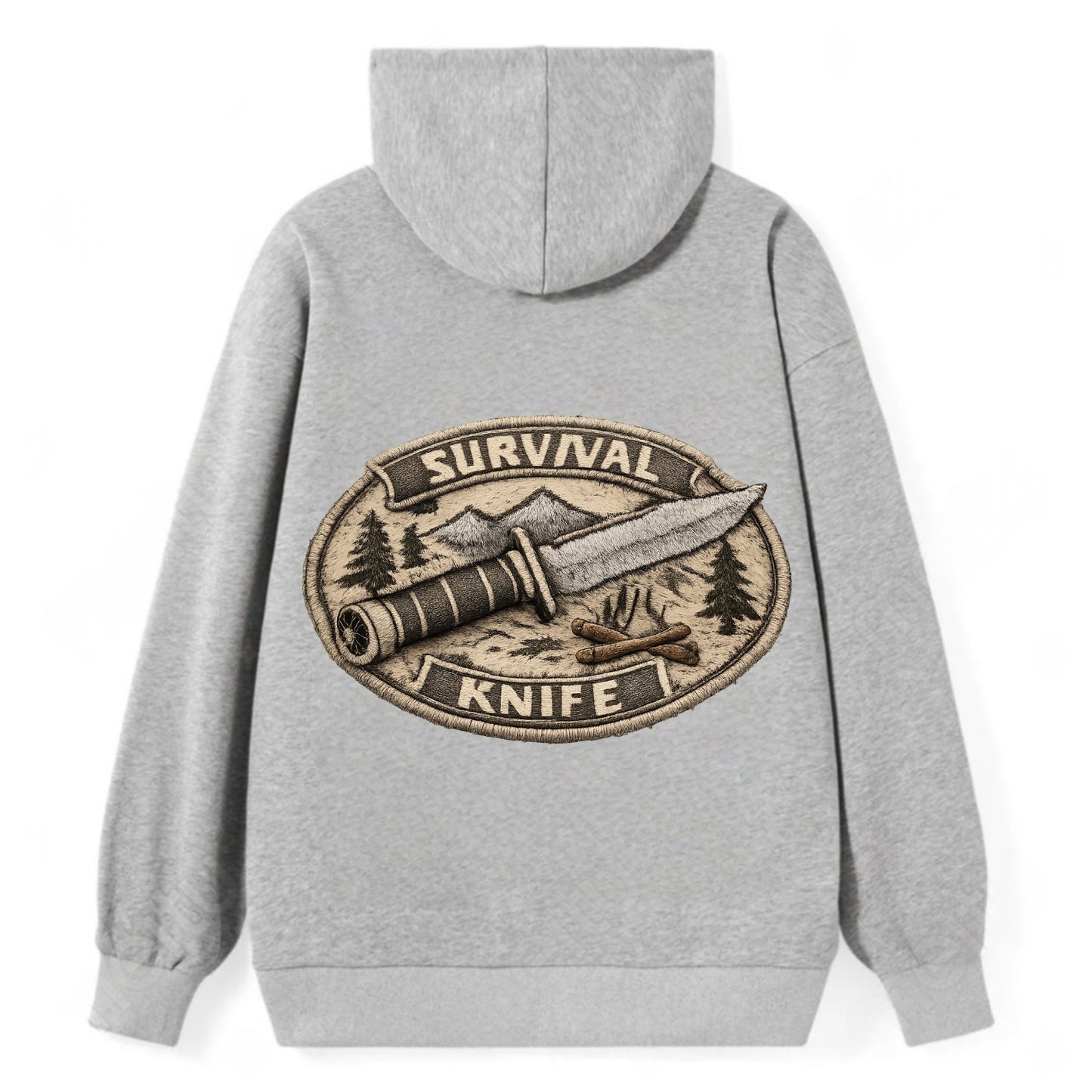 SURVIVAL KNIFE - fixed blade with compass in silver and black , bushcraft - Classic Pullover Hoodie - Grey