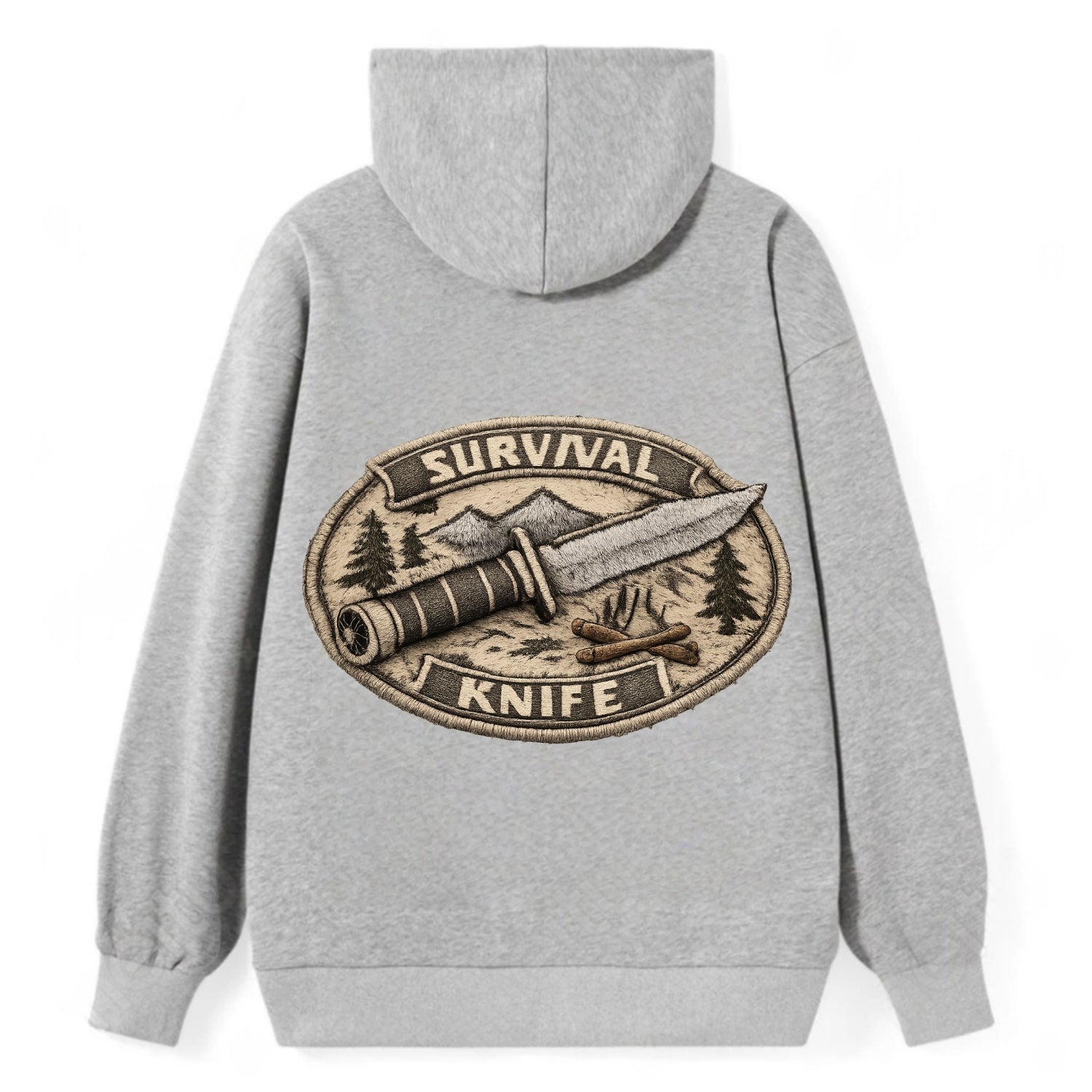 SURVIVAL KNIFE - fixed blade with compass in silver and black , bushcraft - Classic Pullover Hoodie - Grey