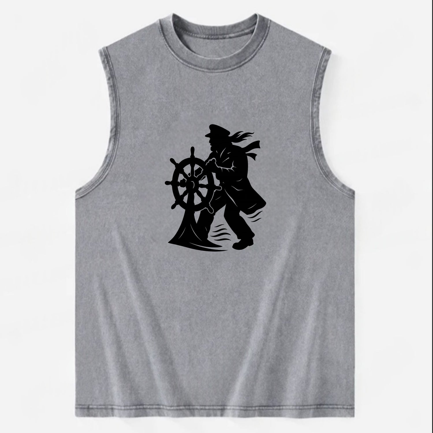 Sailor with ship wheel - Vintage Washed Tank - Grey