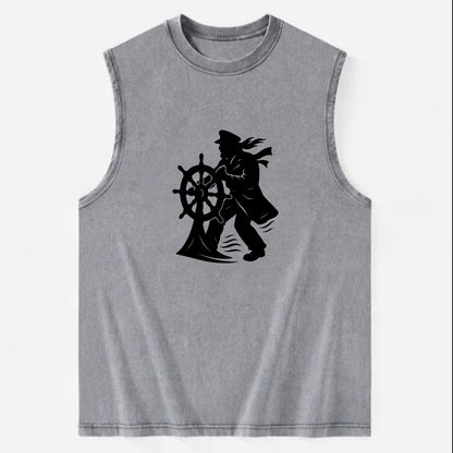 Sailor with ship wheel - Vintage Washed Tank - Grey