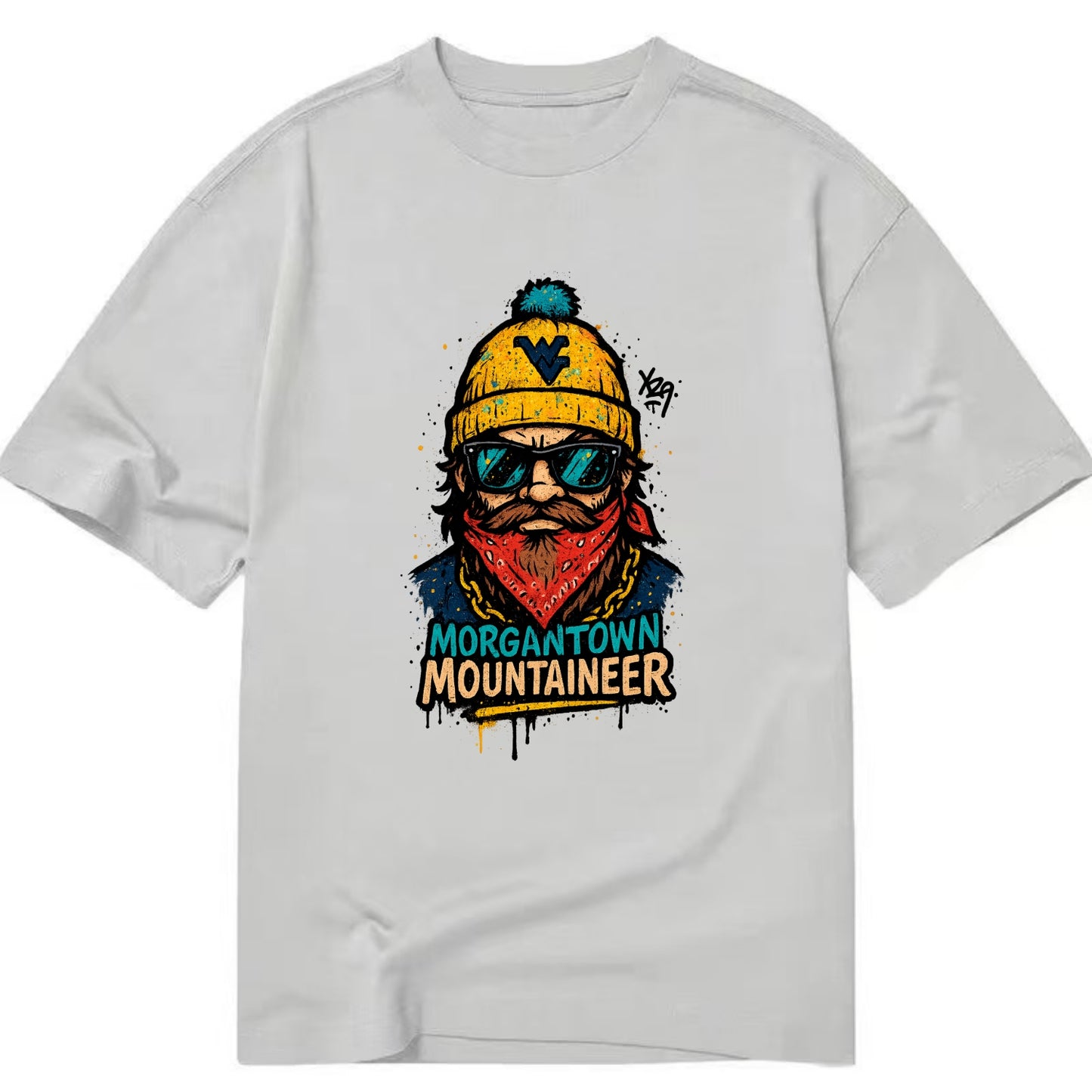 Morgantown Mountaineer wearing West Virginia beanie with WV patch - Classic T-shirt - Grey
