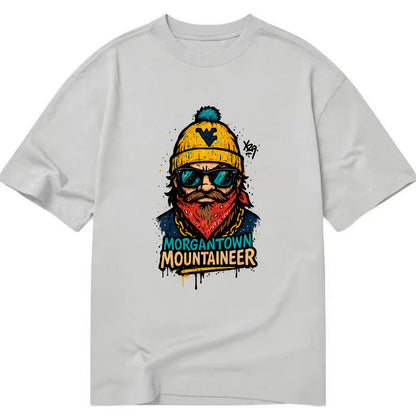 Morgantown Mountaineer wearing West Virginia beanie with WV patch - Classic T-shirt - Grey