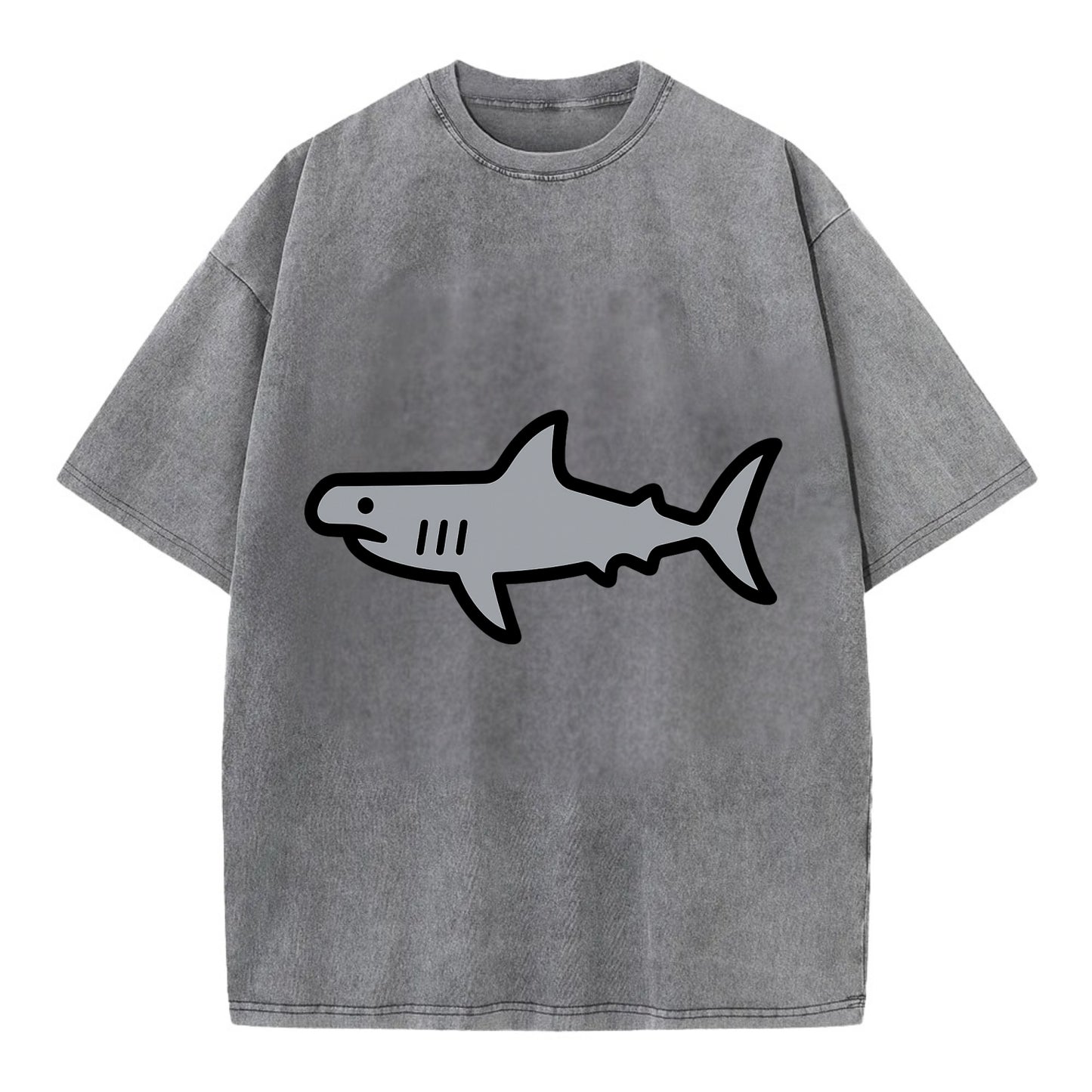 Hammerhead Shark - Gray distinctive head flat side profile - Vintage T-shirt - Grey