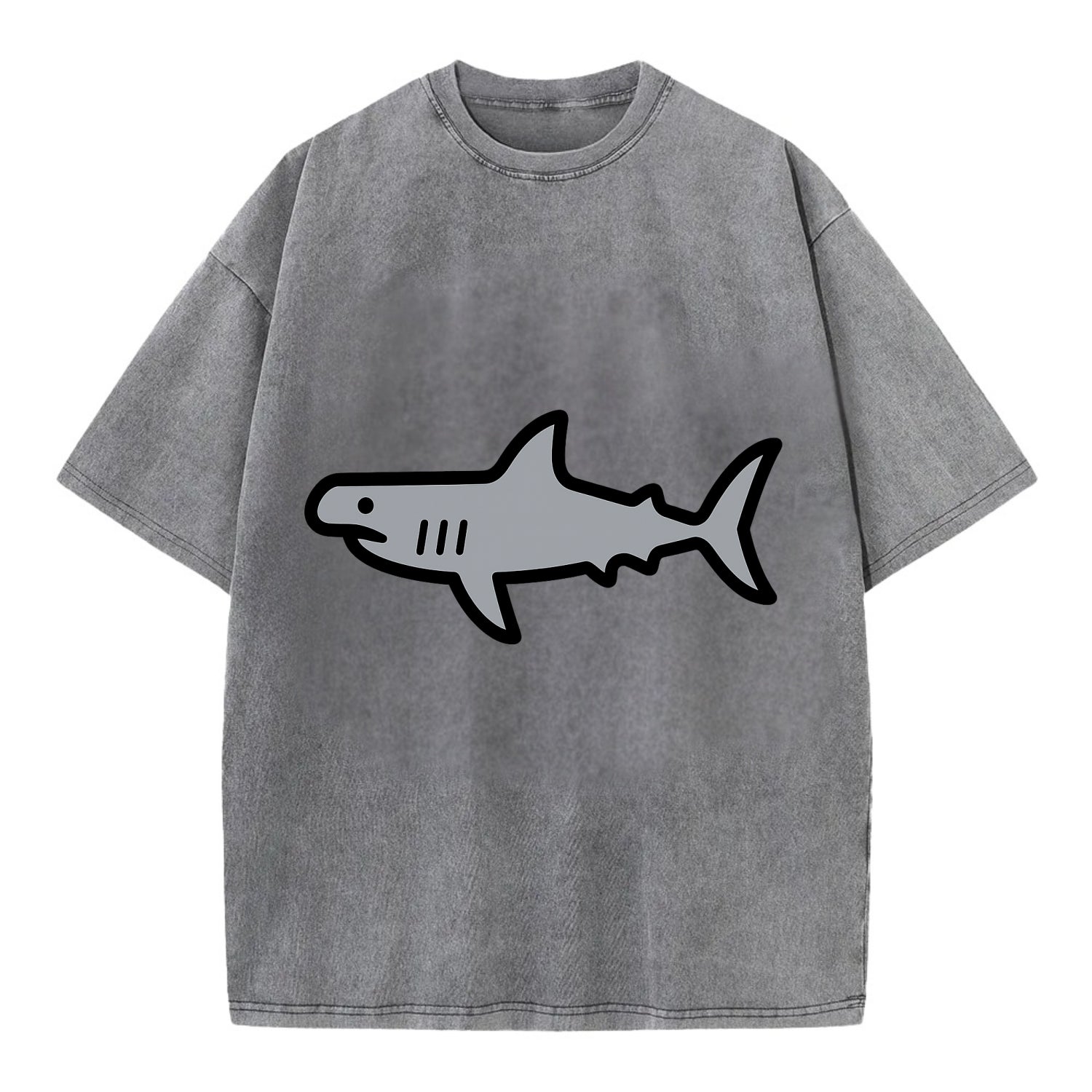 Hammerhead Shark - Gray distinctive head flat side profile - Vintage T-shirt - Grey