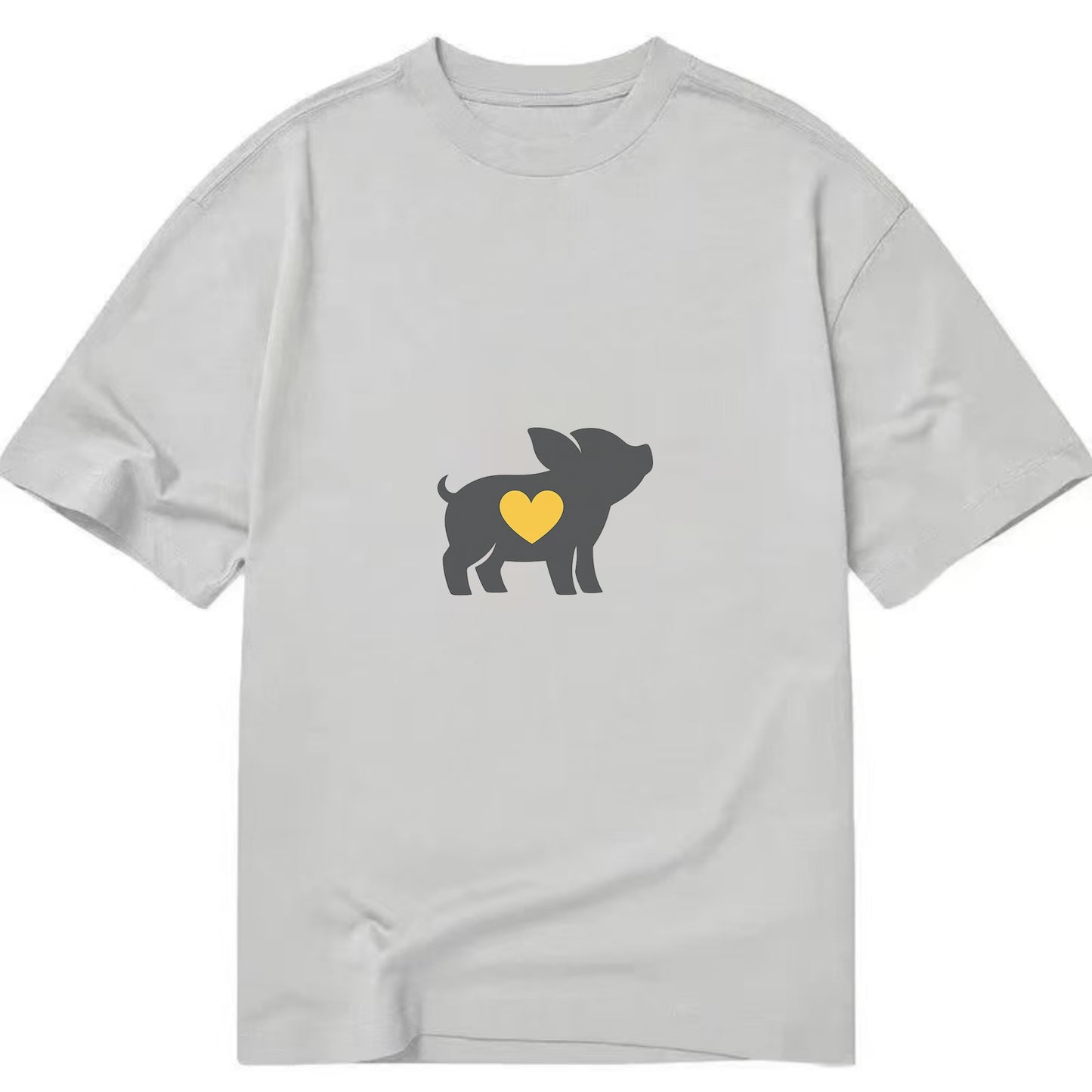 SMALL BUT BRAVE | Tiny piglet silhouette | Big heart within | Courage despite - Classic T-shirt - Grey
