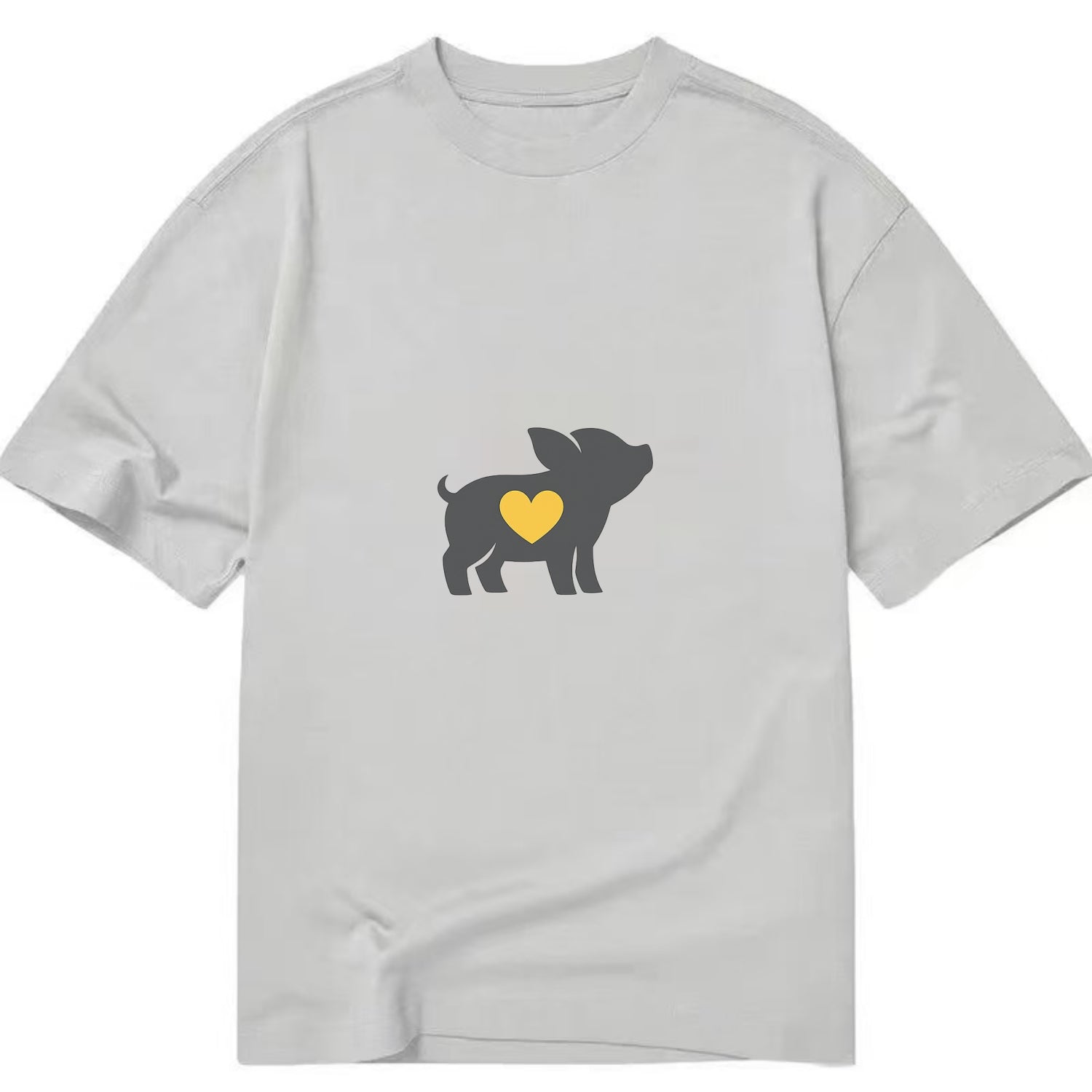 SMALL BUT BRAVE | Tiny piglet silhouette | Big heart within | Courage despite - Classic T-shirt - Grey