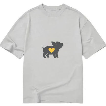 SMALL BUT BRAVE | Tiny piglet silhouette | Big heart within | Courage despite - Classic T-shirt - Grey