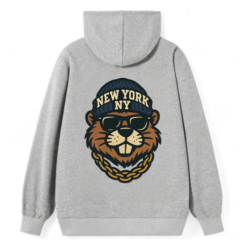 {animal:beaver,locationText:NEW YORK,initials:NY,beanieColor - Classic Pullover Hoodie