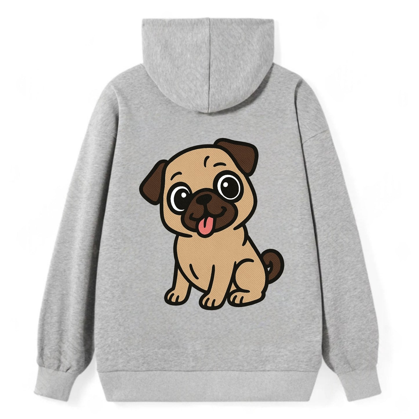 Pug - Tilted head with tongue out - Classic Pullover Hoodie - Grey