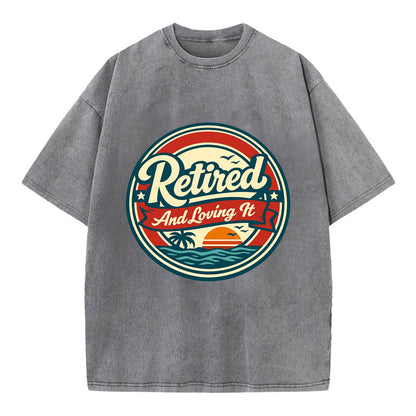 Carefree Retirement Emblem - Vintage T-shirt - Grey