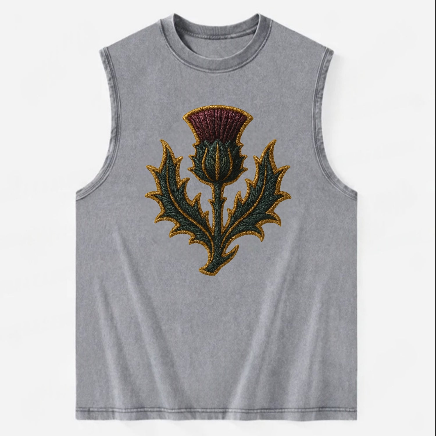 Scottish Thistle  - Vintage Washed Tank - Grey