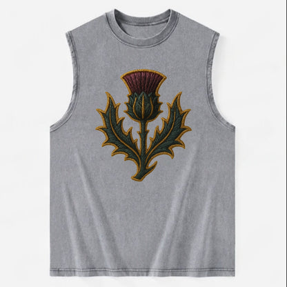 Scottish Thistle  - Vintage Washed Tank - Grey