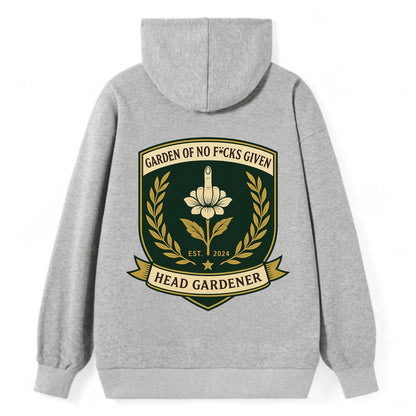 Shield with middle finger flower - "Garden of No F*cks Given - Head - Classic Pullover Hoodie - Grey