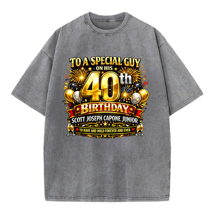 Special 40th Birthday - Vintage T-shirt - Grey