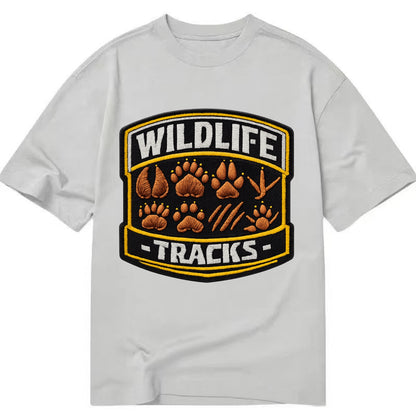 WILDLIFE TRACKS - animal footprints in brown , tracker - Classic T-shirt - Grey