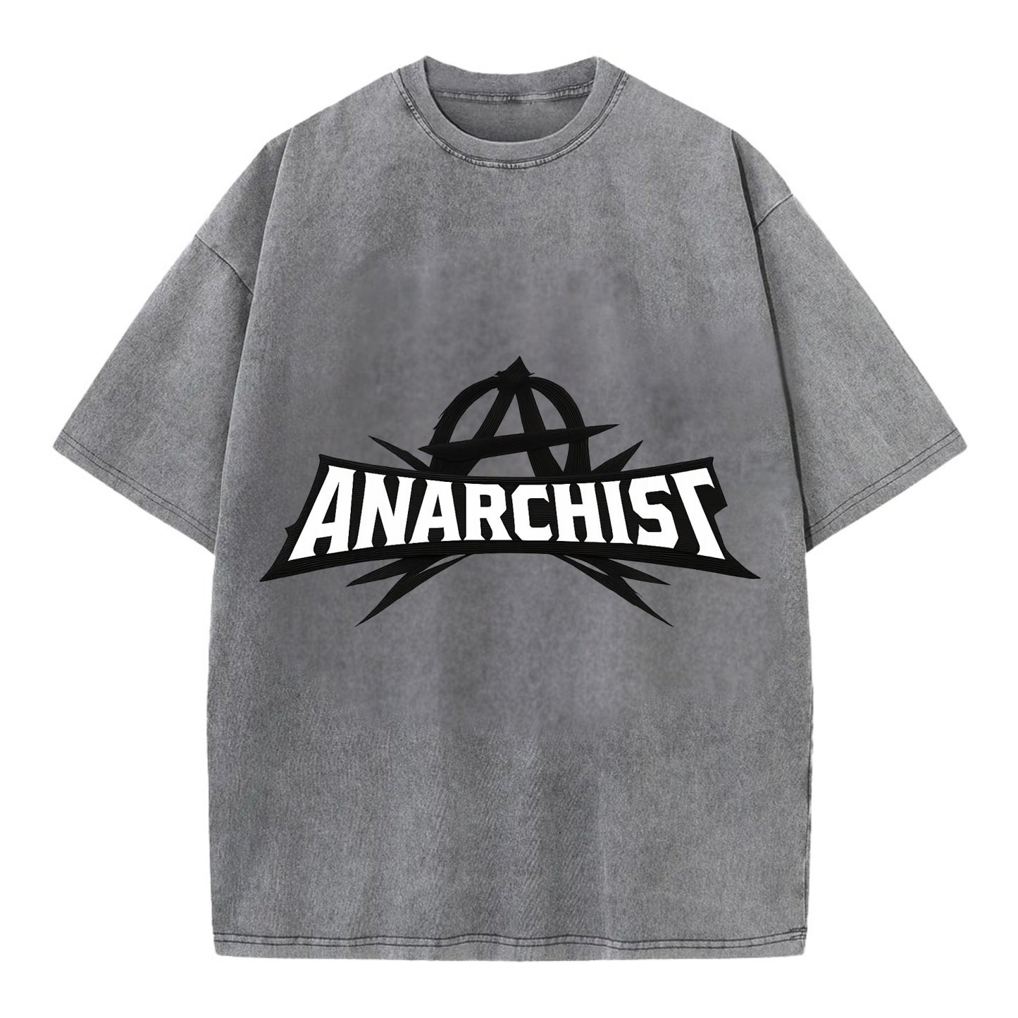 Bold typography design - "ANARCHIST" - no masters, self-governed - Vintage T-shirt - Grey