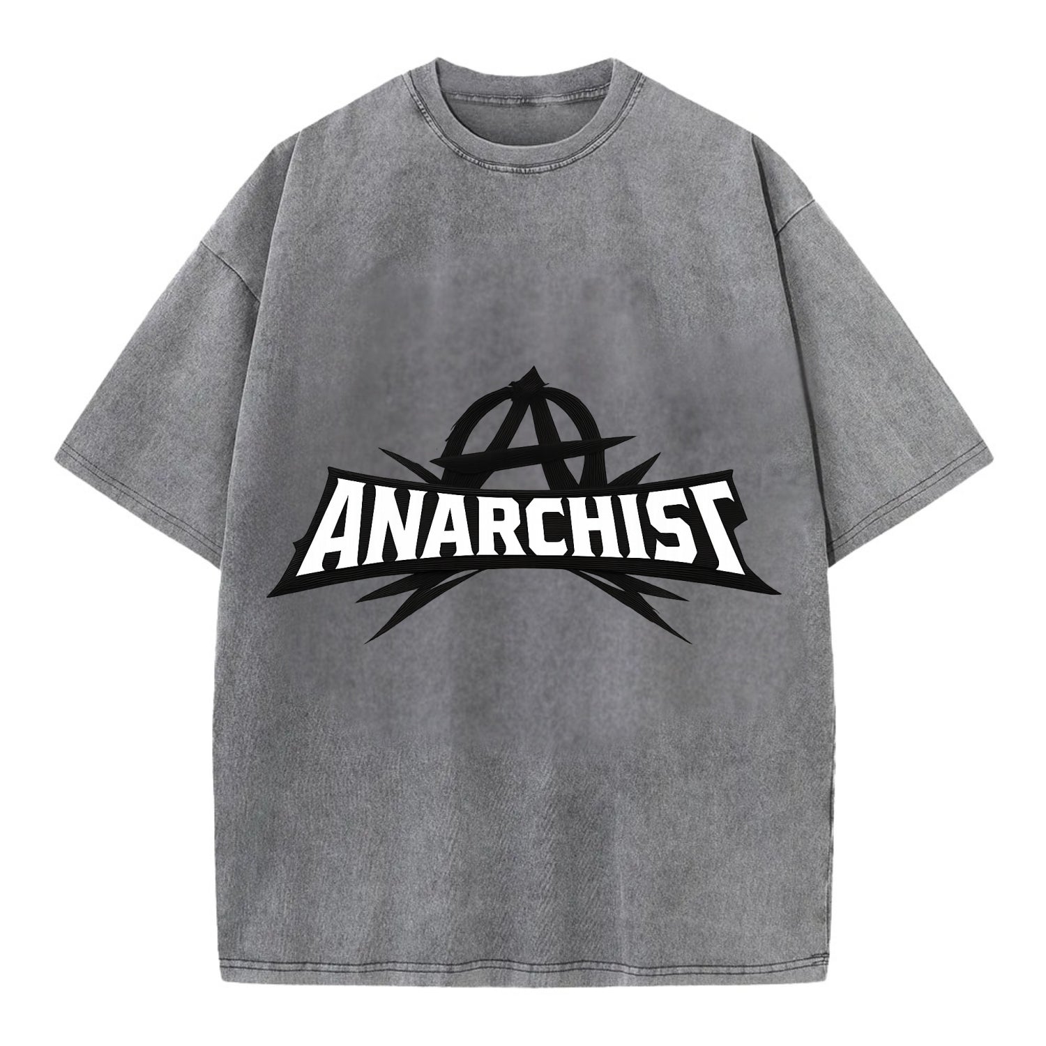 Bold typography design - "ANARCHIST" - no masters, self-governed - Vintage T-shirt - Grey