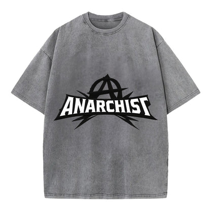 Bold typography design - "ANARCHIST" - no masters, self-governed - Vintage T-shirt - Grey