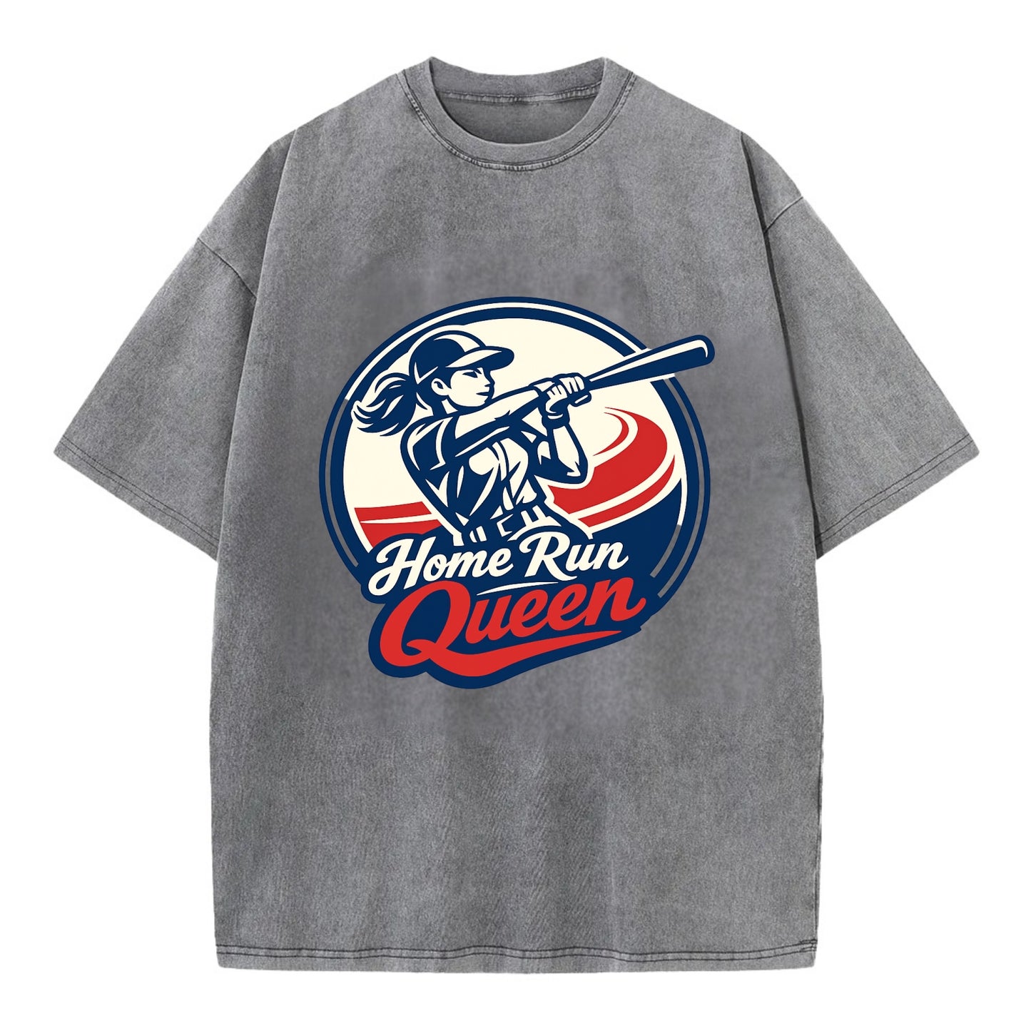 Feminine Power at Bat - Vintage T-shirt - Grey