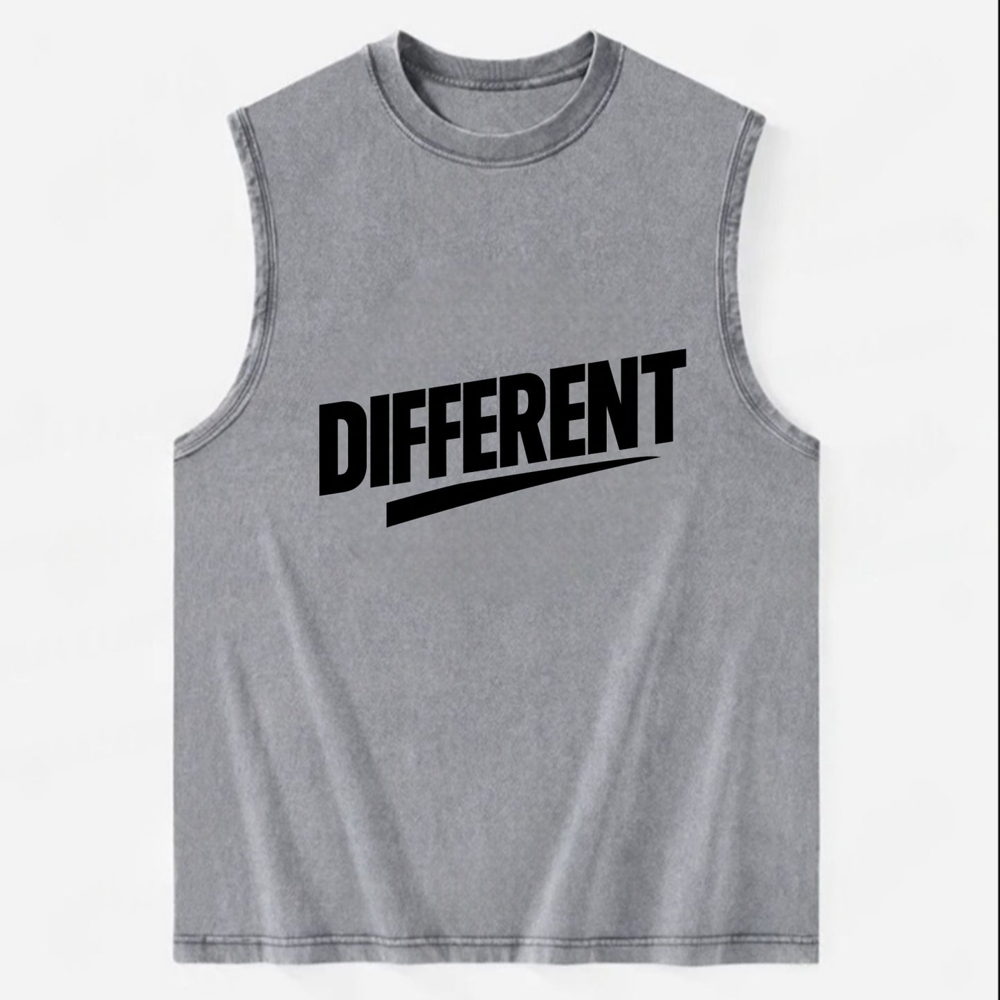 Bold typography design - "DIFFERENT" - standing out, not following crowd - Vintage Washed Tank - Grey