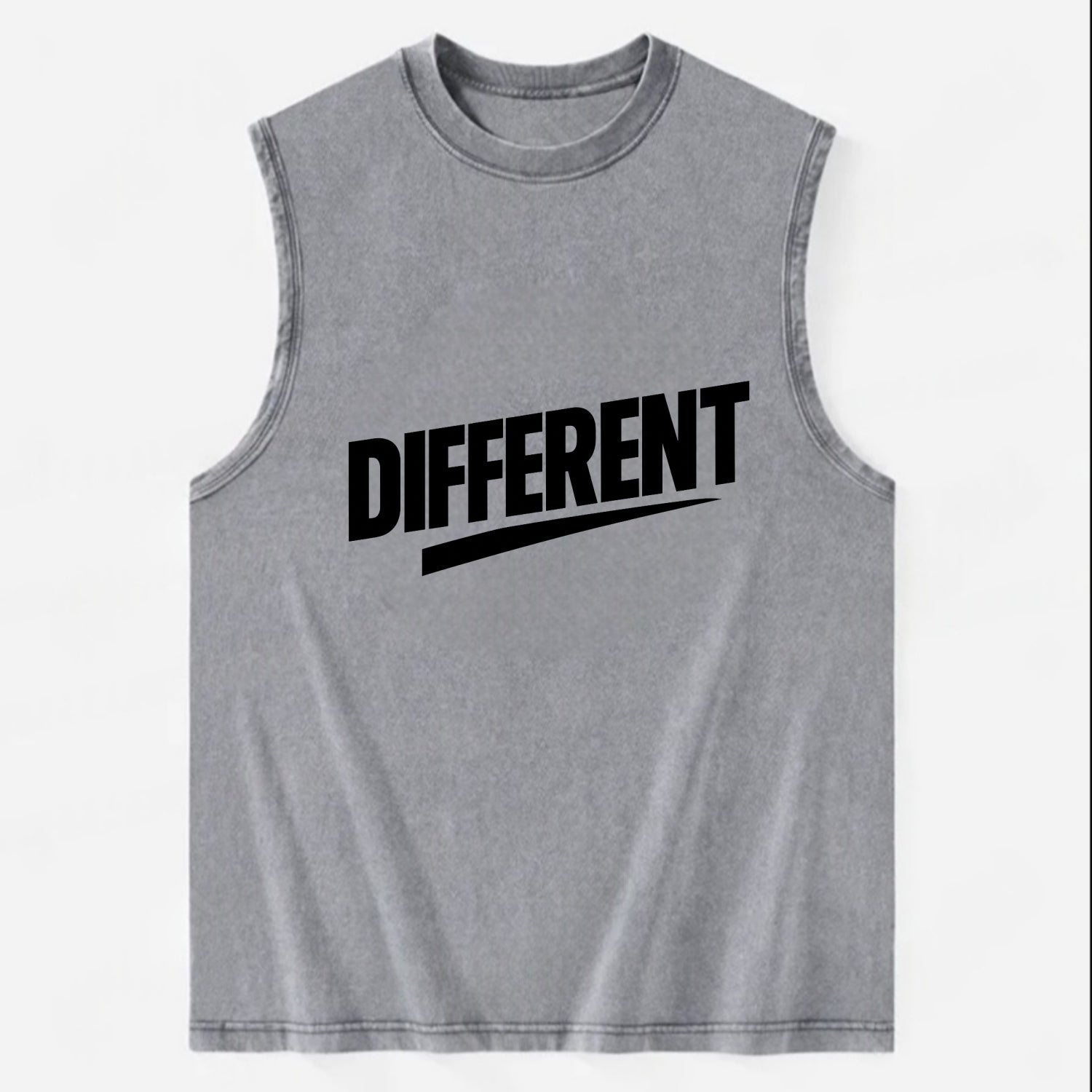 Bold typography design - "DIFFERENT" - standing out, not following crowd - Vintage Washed Tank - Grey