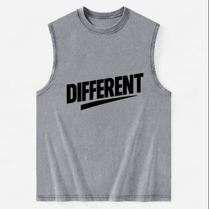 Bold typography design - "DIFFERENT" - standing out, not following crowd - Vintage Washed Tank - Grey