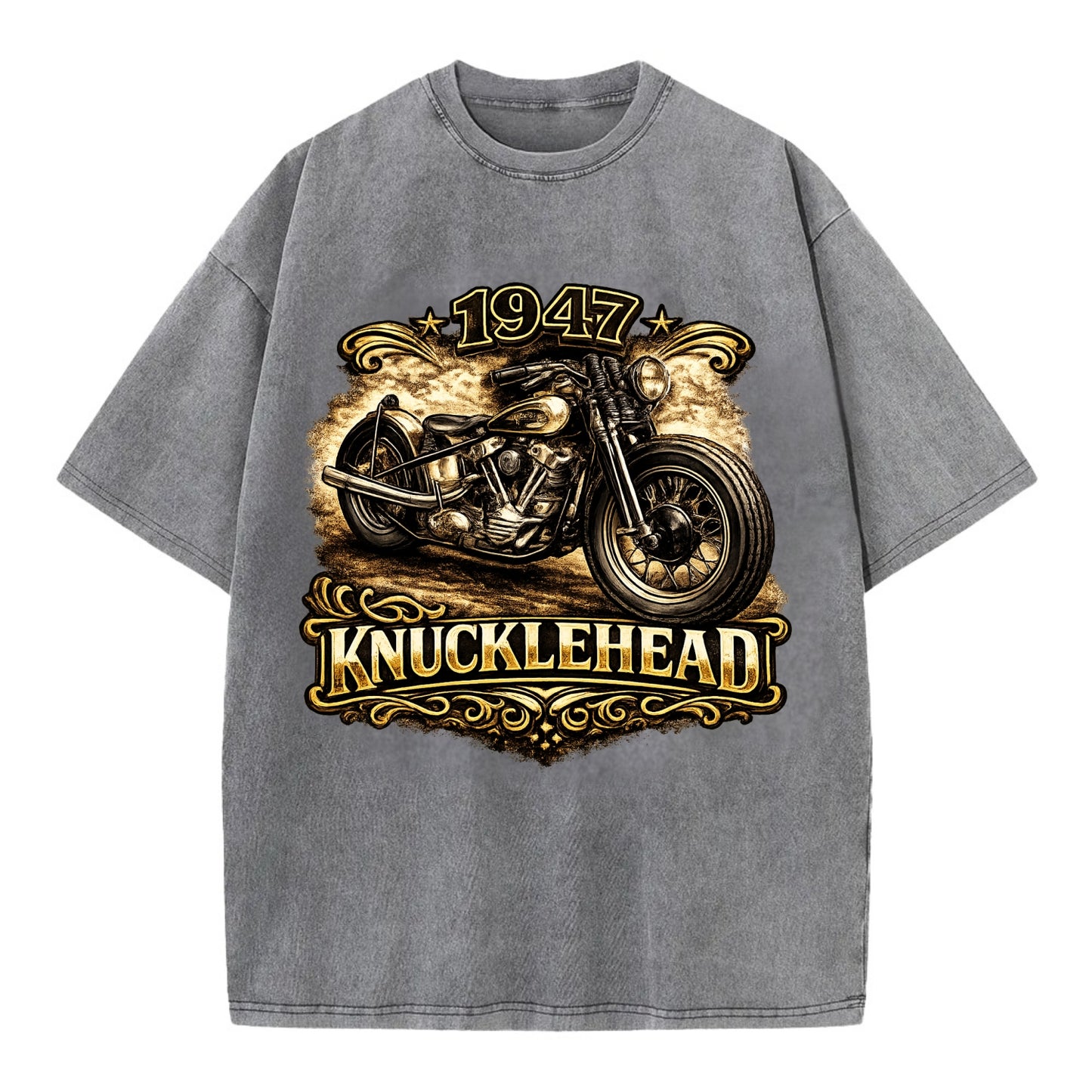 1947 Knucklehead Bobber - Vintage T-shirt - Grey