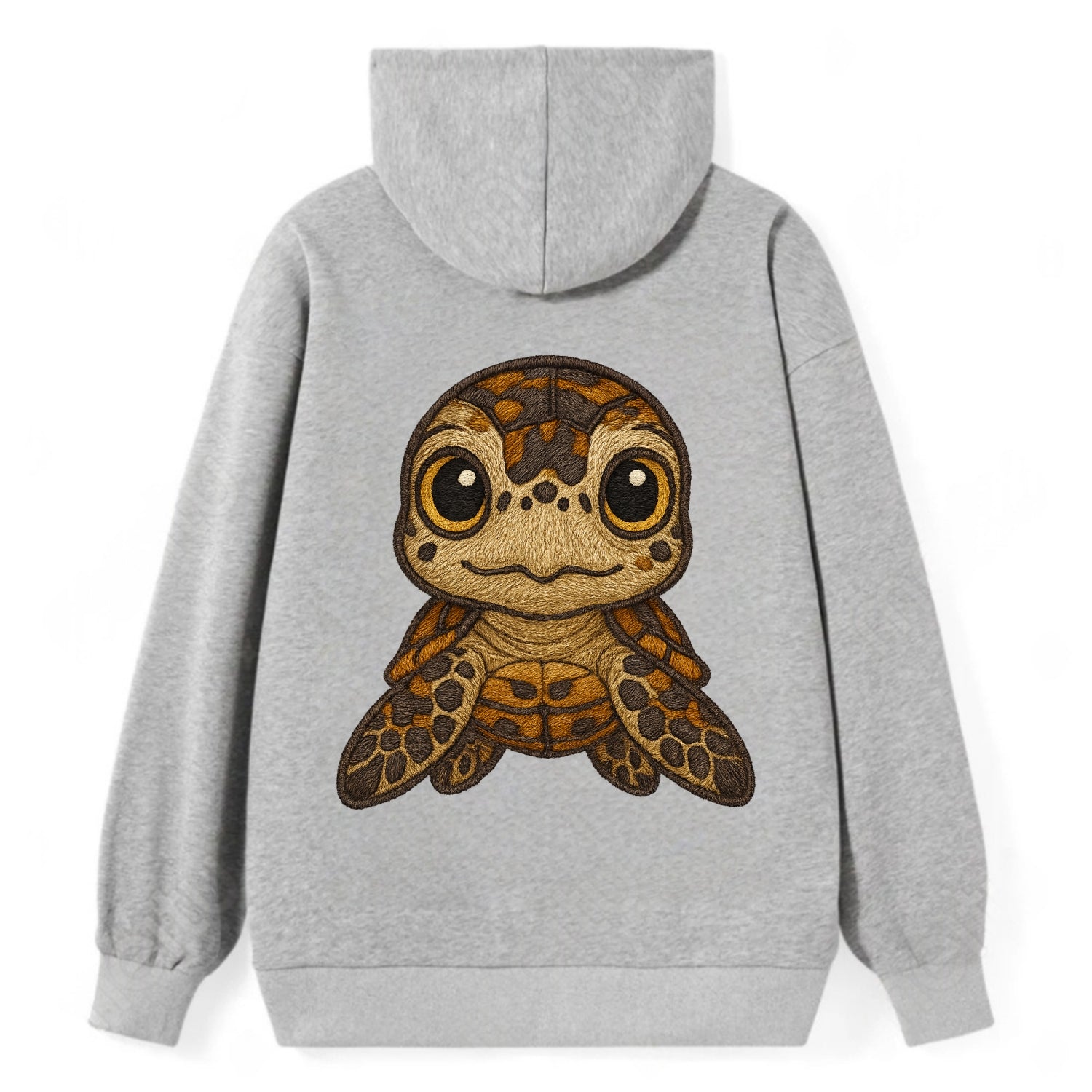 Baby Hawksbill Turtle - amber and brown shell pattern, curious golden - Classic Pullover Hoodie - Grey