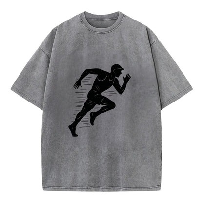 Runner in full stride sprinting - Vintage T-shirt - Grey