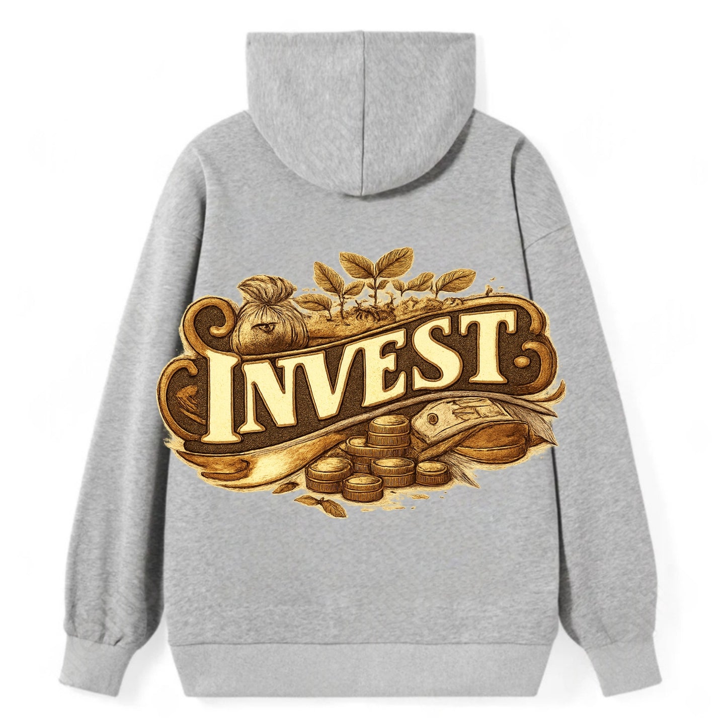 Bold typography design - "INVEST" - growing money, smart decisions - Classic Pullover Hoodie - Grey