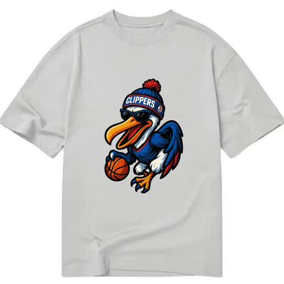 Los Angeles Pelican wearing Clippers beanie with sailboat patch and wayfarer - Classic T-shirt - Grey