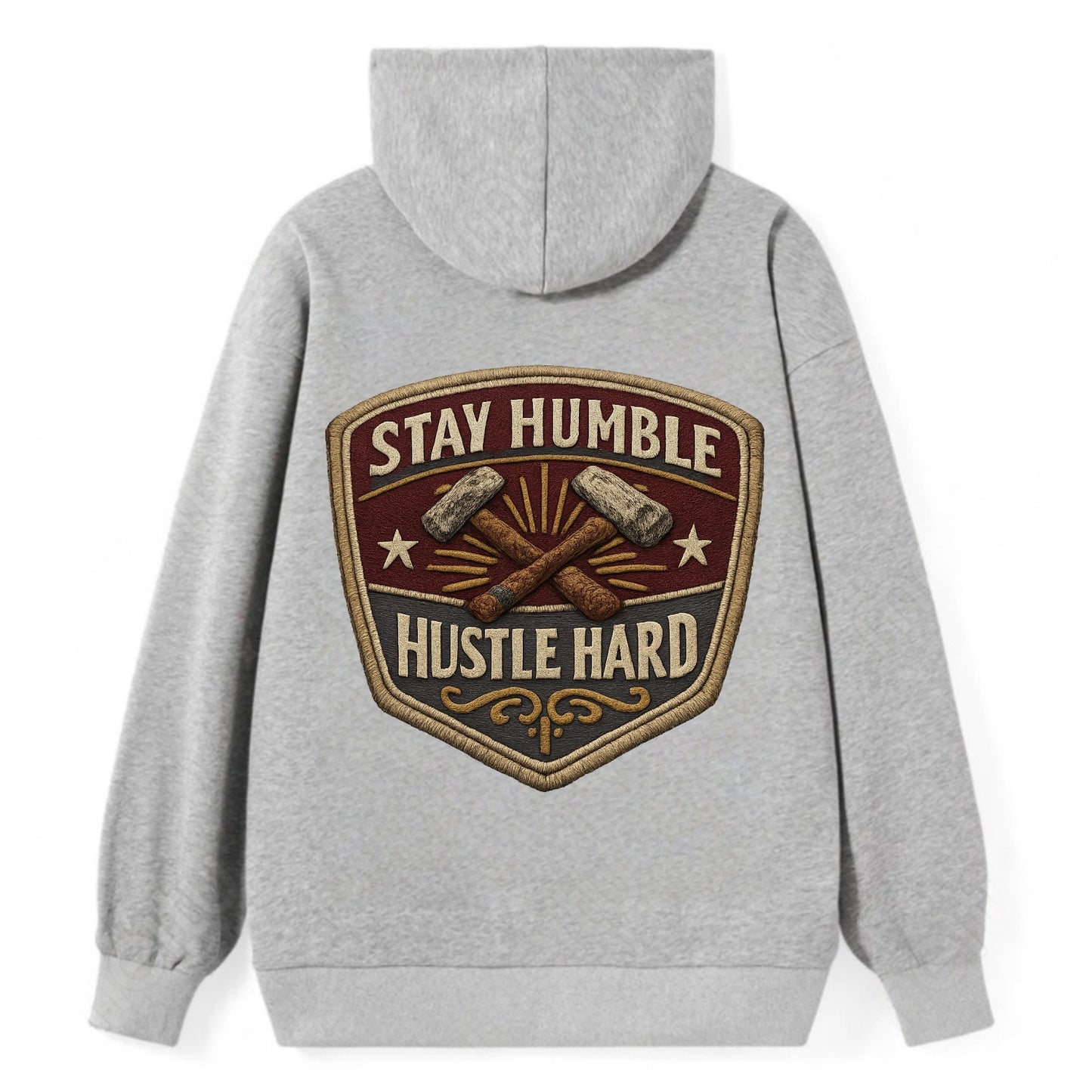 STAY HUMBLE HUSTLE HARD - text in silver , work ethic - Classic Pullover Hoodie - Grey