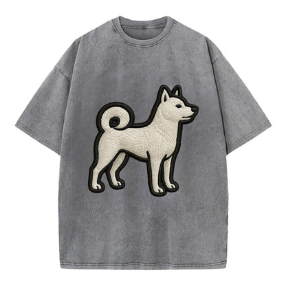 Kishu Ken - Contemporary white hunter de - Vintage T-shirt - Grey