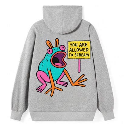 YOU ARE ALLOWED TO SCREAM | Open-mouthed frog - Classic Pullover Hoodie - Grey